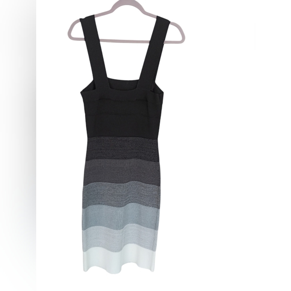 Express Striped Black, White, Gray Spaghetti Strap Fitted Dress SZ S - Picture 2 of 3